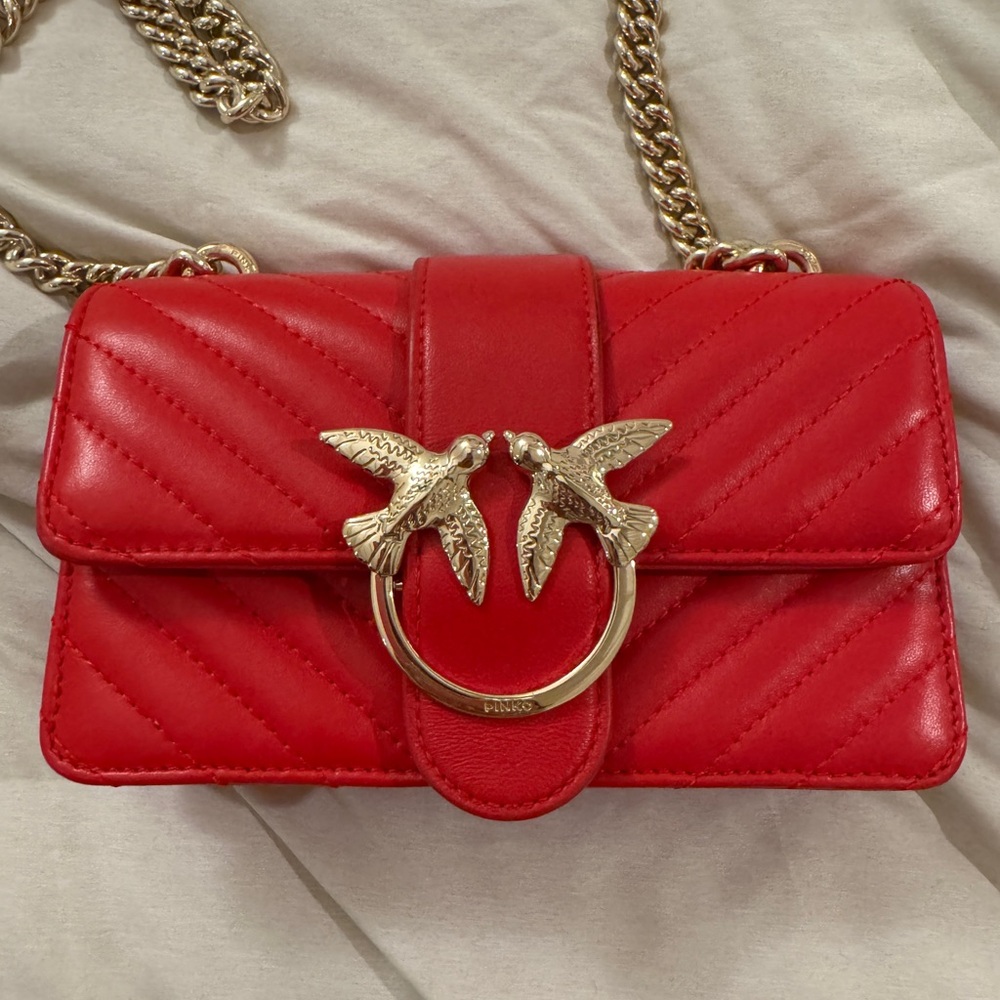 Red PINKO Quilted Leather Bag